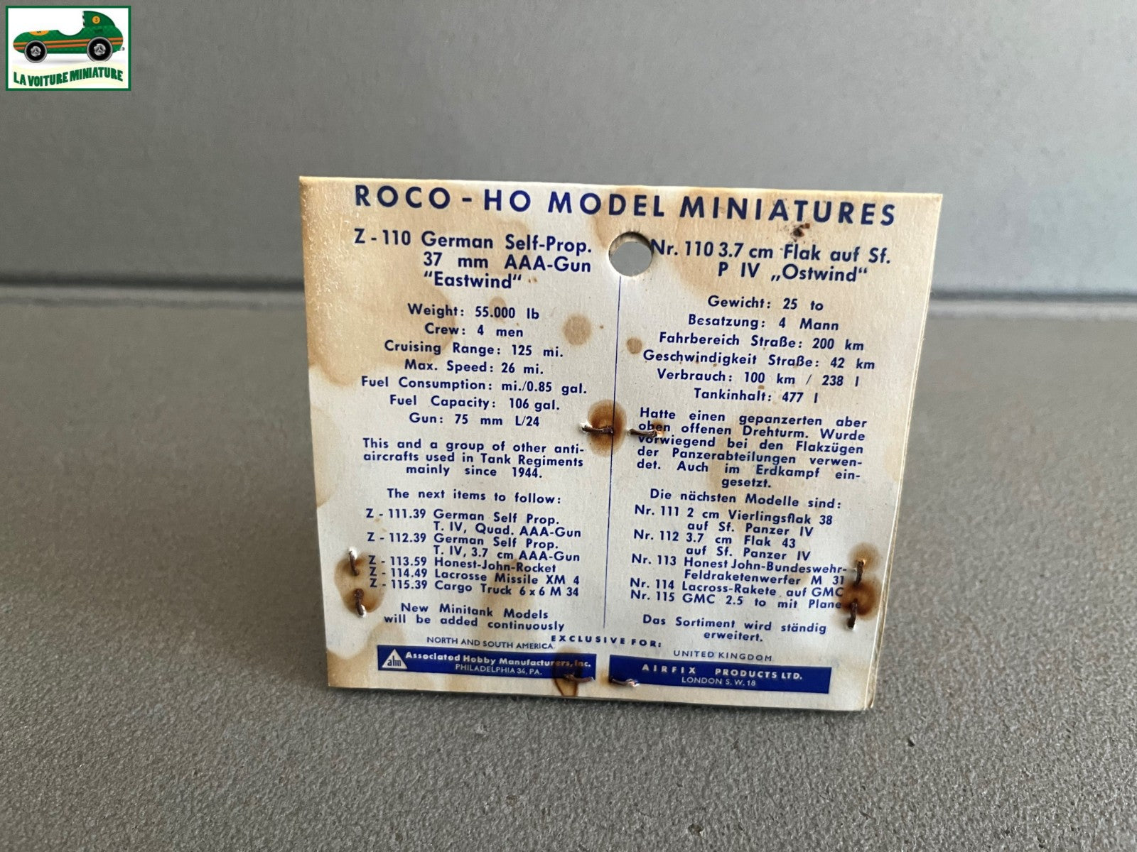 Miniature Engin Militaire Char Z110 Germ. 37mm Eastwind Roco Minitanks  1/87 HO