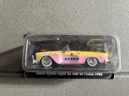 Voiture Miniature Simca Océane Aspro 1958 Tour de France Vélo Norev au 1/43