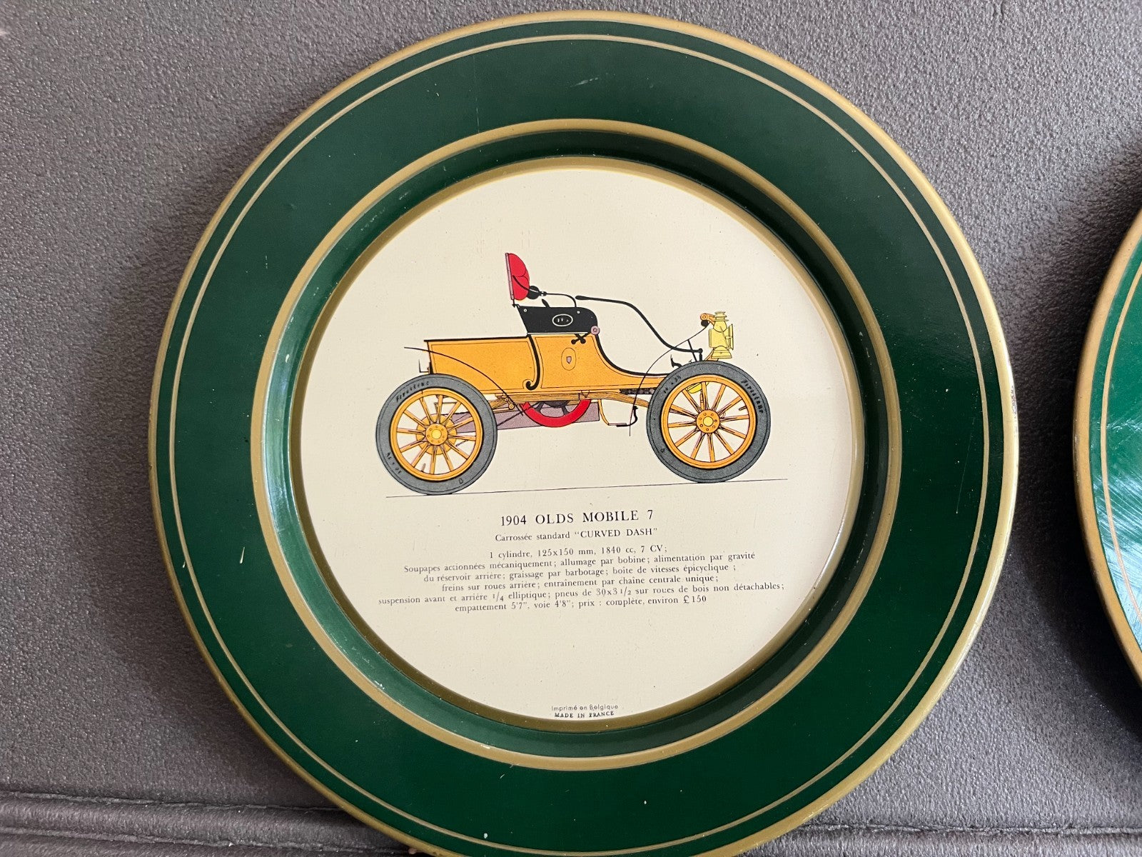 Lot 2 Plaque Metal Assiette Shell Ancienne Voiture Olds Mobile + Zebre France