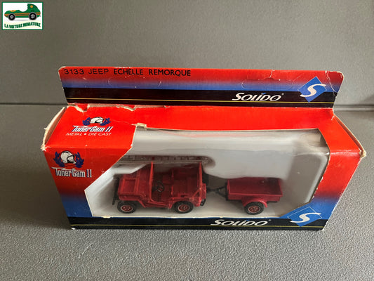 Voiture Miniature 3133 Jeep Echelle Remorque Pompiers Solido au 1/43