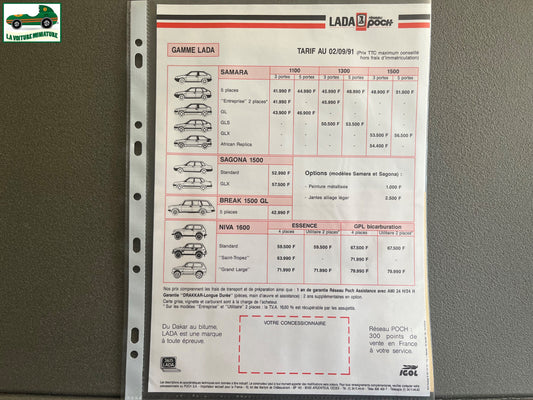 Ancien Dépliant Brochure Documentation Automobile Lada Poch Tarif 1991