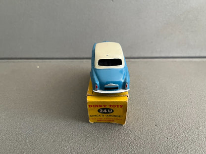 Ancienne Miniature Voiture Simca 9 Aronde Dinky Toys France 24U Bi-ton Boite