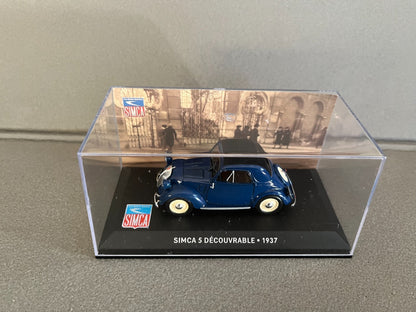 Voiture Miniature Simca 5 Découvrable 1937 Altaya au 1/43