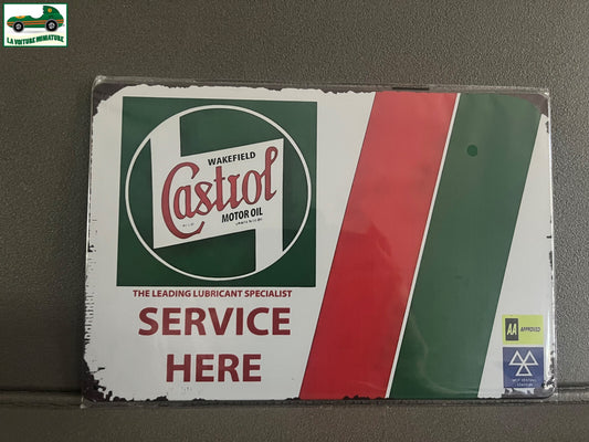 Plaque Métal Voiture Automobile Garage Huile Moteur Castrol 20 x 30 cm