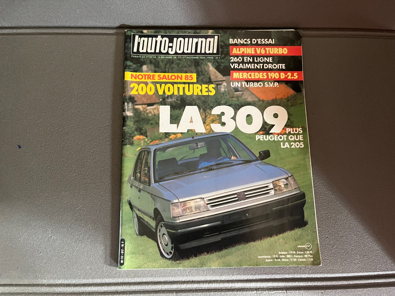 Livre Revue Voiture Automobile La Peugeot 309 AutoJournal N°17