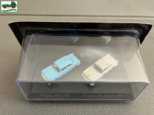 Voiture Miniature Duo Peugeot 404 1961 Rallye 1967 Universal Hobbies au 1/87 HO