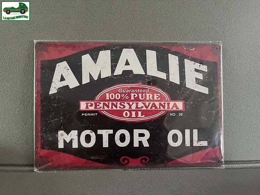 Plaque Métal Voiture Automobile Garage Huile Moteur Amalie 20 x 30 cm