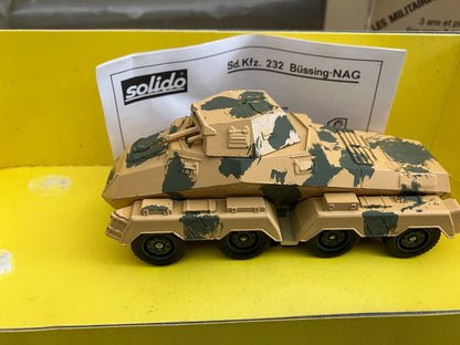 Ancien Miniature Militaire Blindé Sd. Kfz. 232 Bussing 6051 Solido France 1/50