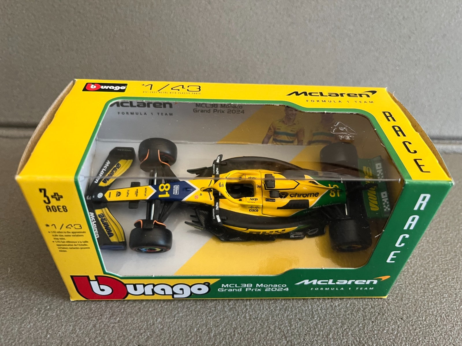 Voiture miniature Collection Formule 1 F1 McLaren Mcl38 Monaco GP Burago au 1/43