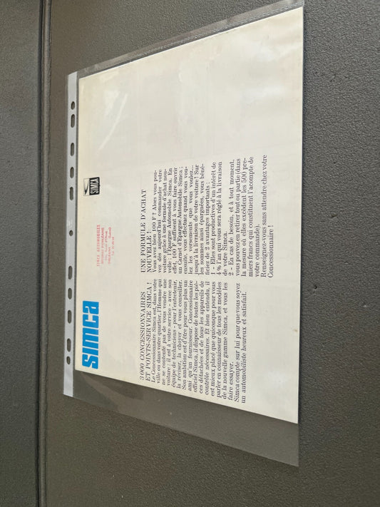 Ancien Dépliant Brochure Documentation Automobile Simca 1300 1500