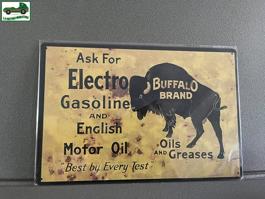 Plaque Métal Voiture Automobile Garage Huile Moteur Buffalo Brand 20 x 30 cm