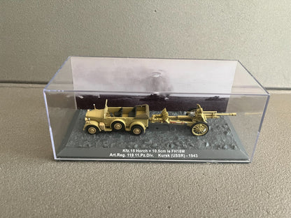Miniature Militaire Char Tank Blindé Kfz. 15 Horch 10.5 cm le FH18M Altaya 1/72