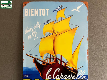 Plaque Métal Publicitaire La Caravelle Ricard Pastis 20 x 30 cm