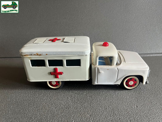 Ancien Jouet Voiture MF716 Ambulance Made in China Tole Metal à Friction