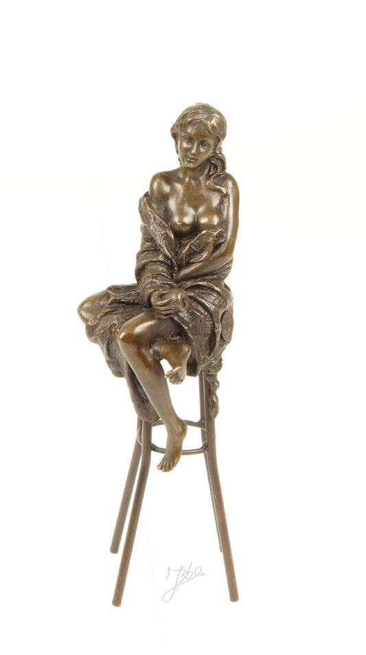 Statue Sculpture Bronze Art Déco Nouveau Femme Tabouret Bar DSBJ-12 Moderne