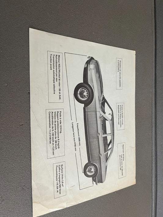 Ancien Dépliant Brochure Documentation Automobile NSU RO 80
