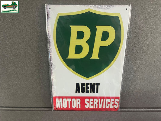 Plaque Métal Voiture Automobile Garage Huile Moteur BP Agent 20 x 30 cm