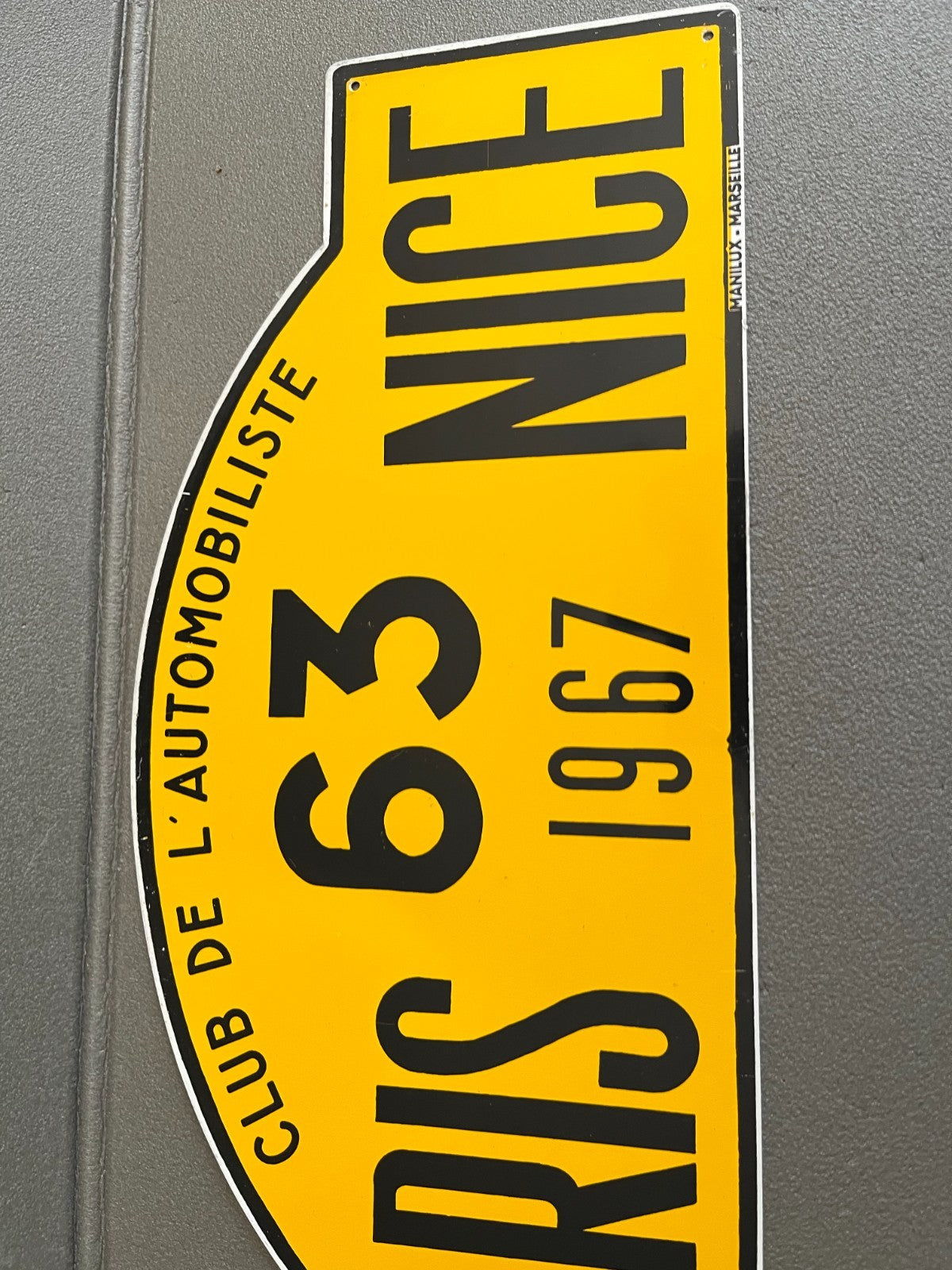 Plaque Métal Voiture Manilux rallye Paris Nice 1967 L'Automobiliste 63