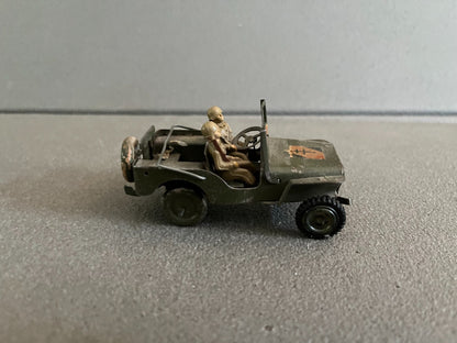 Rare Ancienne Voiture Miniature Militaire Jeep Willis Armée Tôle Modifié 1/43