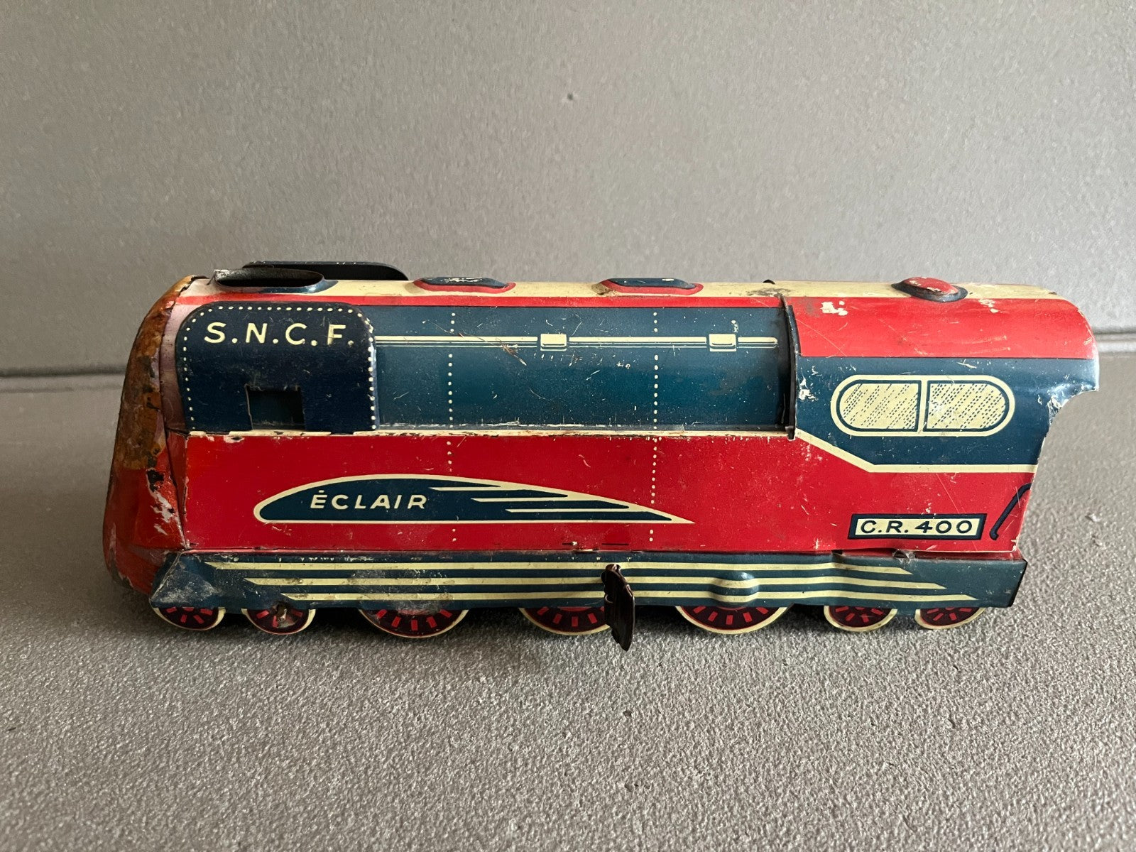 Jouet Ancien Mécanisme Miniature Train SNCF Charles Rossignol CR 400 Eclair