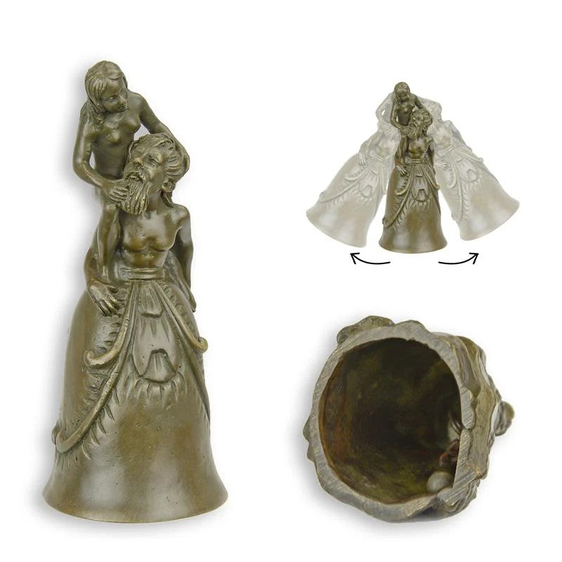 CLOCHE DE TABLE STATUE MODERNE SCULPTURE BRONZE COUPLE DE EROTIQUES