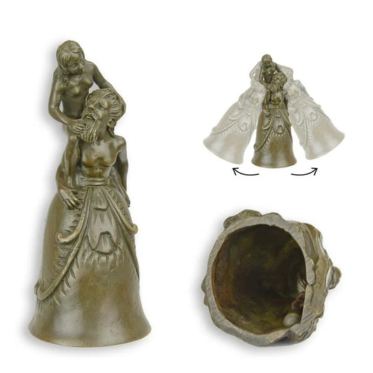CLOCHE DE TABLE STATUE MODERNE SCULPTURE BRONZE COUPLE DE EROTIQUES