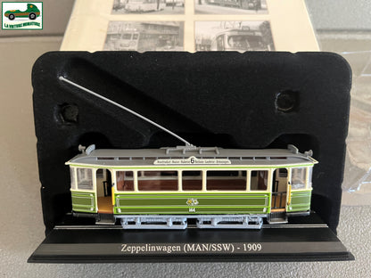 Voiture Miniature Tramway Zeppelinwagen 1909 Ixo Atlas au 1/87