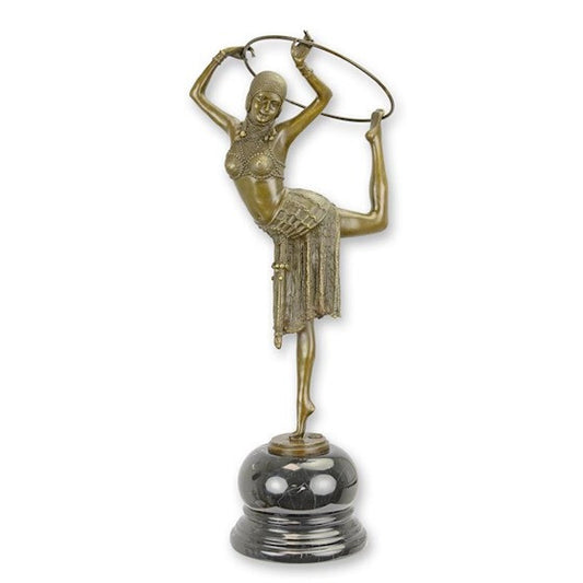 Statue Sculpture Bronze Art Déco Nouveau Femme Danseuse Anneau DSDC-4 Moderne