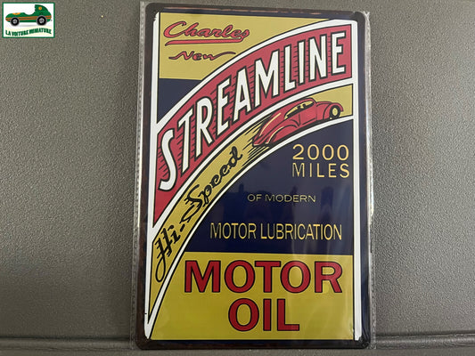 Plaque Métal Voiture Automobile Garage Huile Moteur Streamline 20 x 30 cm