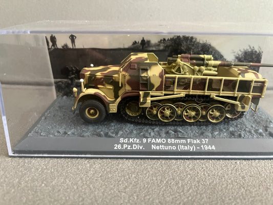 Miniature Militaire Char Tank Blindé Sd.Kfz. 9 Famo 88mm Flak 37 Altaya 1/72