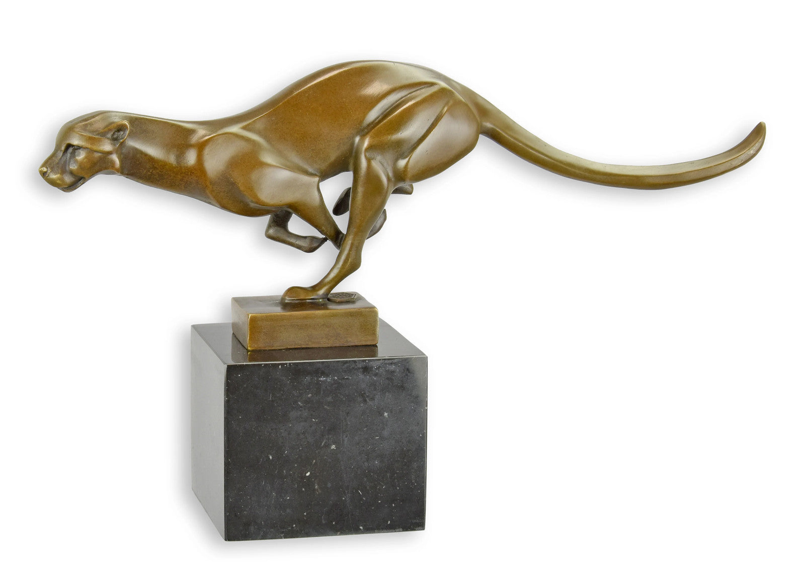 STATUE MODERNE SCULPTURE BRONZE COUGAR COURSE