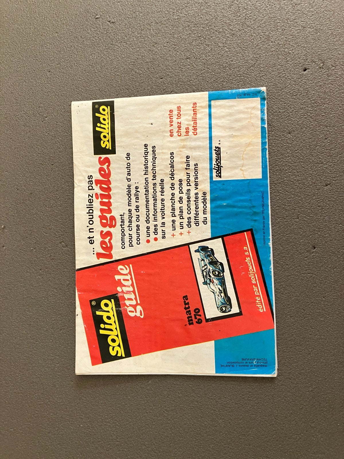 Ancien Dépliant Documentation Catalogue Jouet Voiture Solido 1975