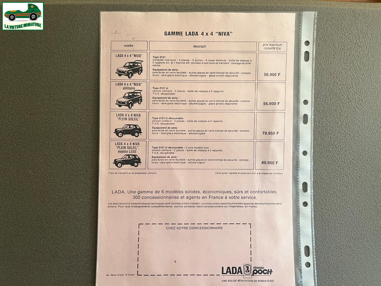 Ancien Dépliant Brochure Documentation Automobile Lada Poch Tarif 1988