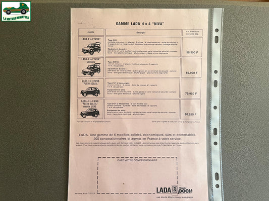 Ancien Dépliant Brochure Documentation Automobile Lada Poch Tarif 1988