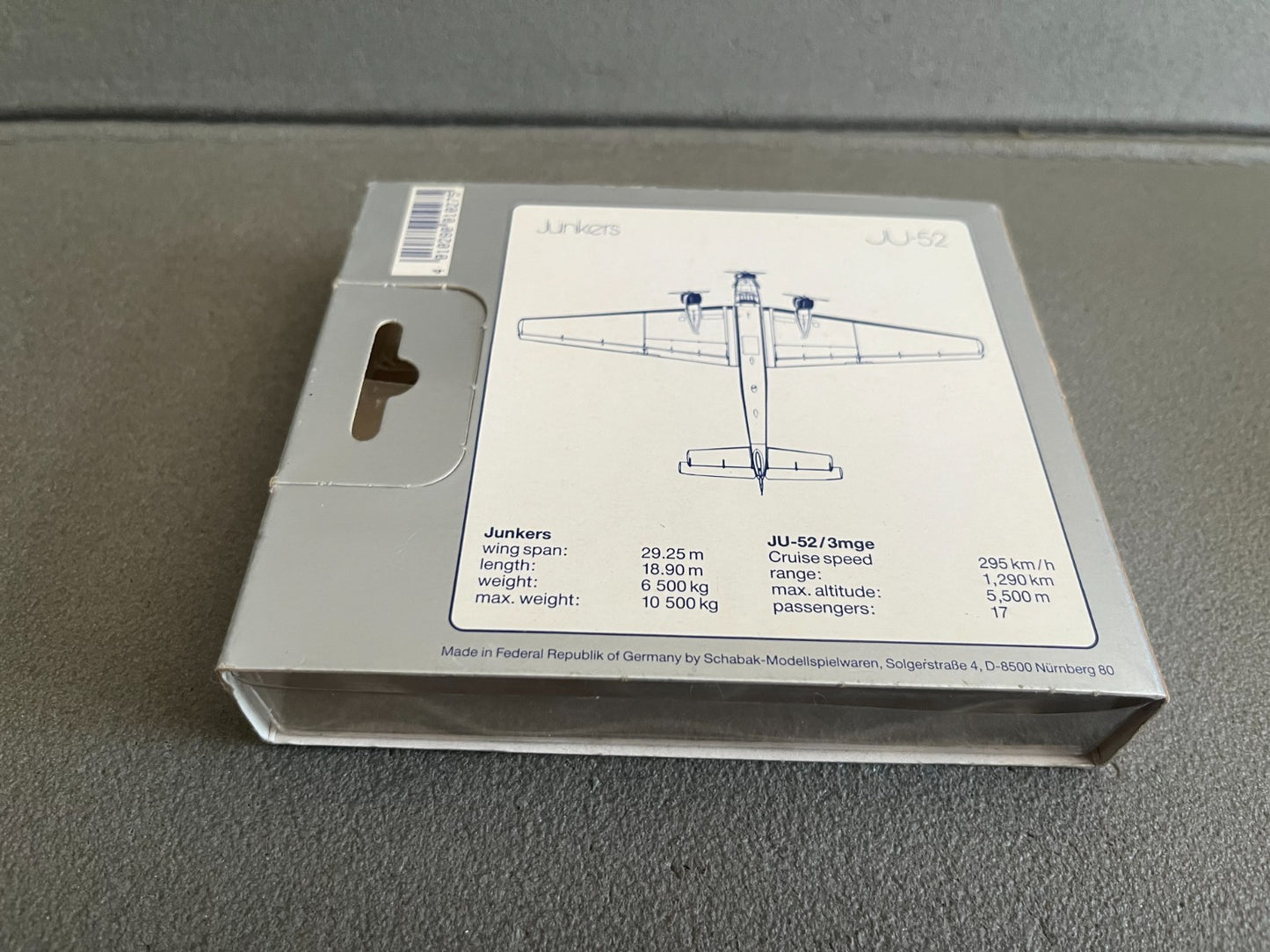 Ancien Avion miniature Militaire JU-52 Schabak 1/250