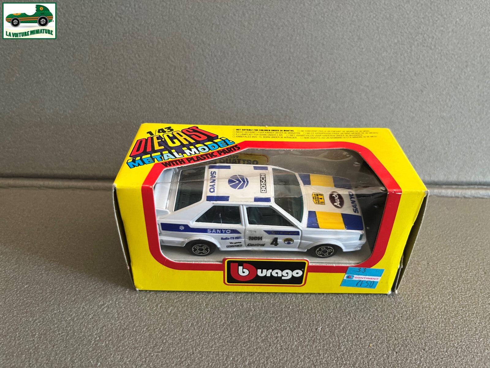 Voiture miniature Audi Quattro GT Sanyo cod. 4159 Burago au 1/43