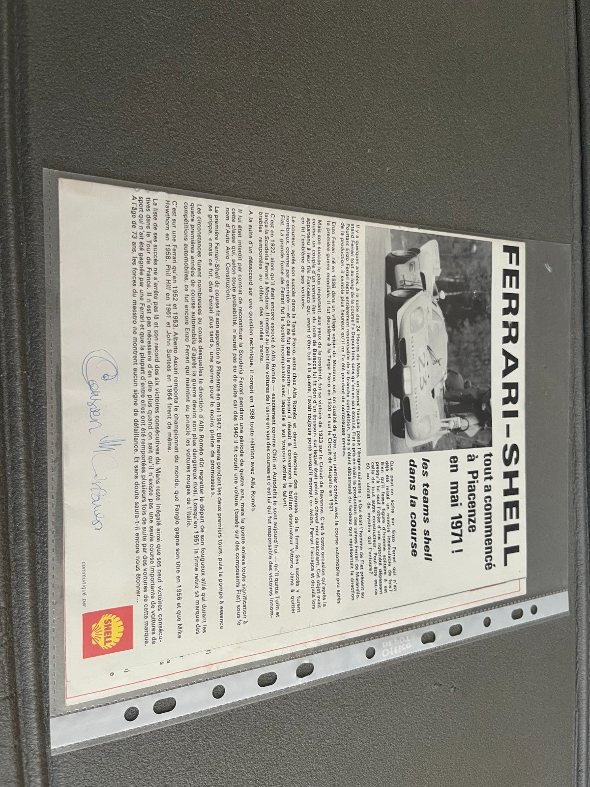 Ancien Dépliant Brochure Documentation Automobile Pilotes Scuderia Ferrari Shell