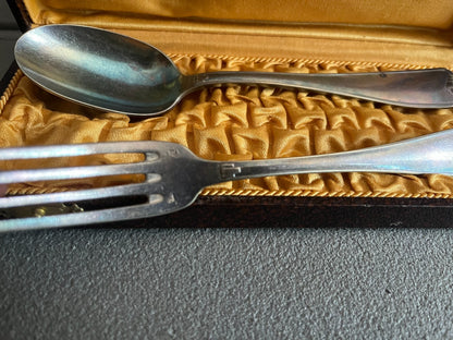 Coffret Ustensile Argenterie Couvert en Métal Argenté Ancien Argent