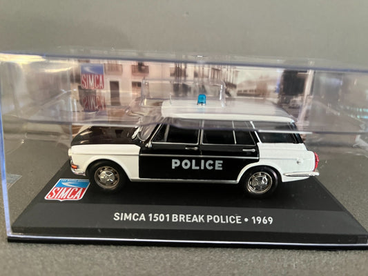 Voiture Miniature Simca 1501 Break Police 1969 Altaya au 1/43