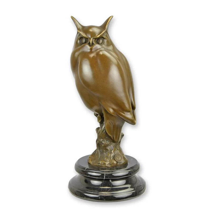 STATUE MODERNE SCULPTURE BRONZE HIBOU À LONGUES ORÊTRES