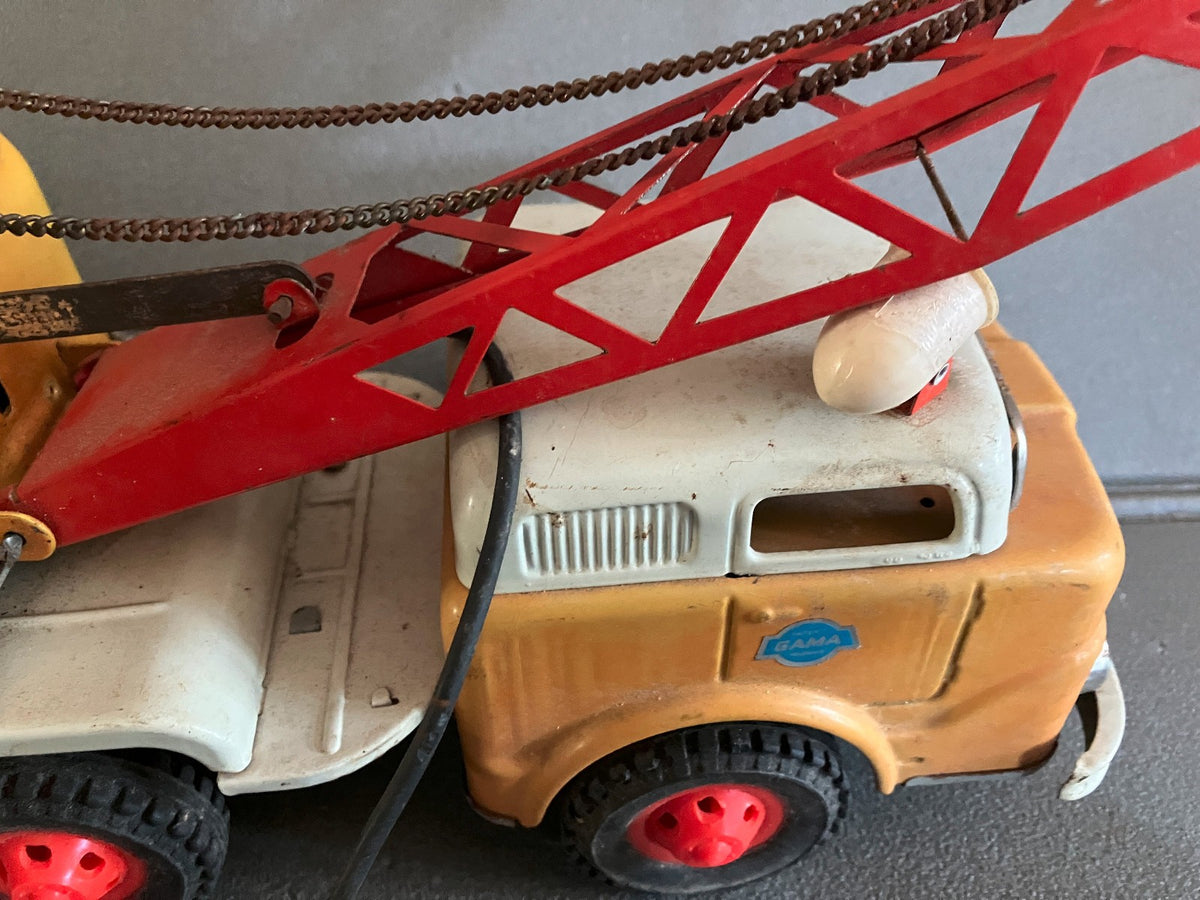 Jouet Ancien Voiture Miniature Tôle Camion Grue Gama Incomplet