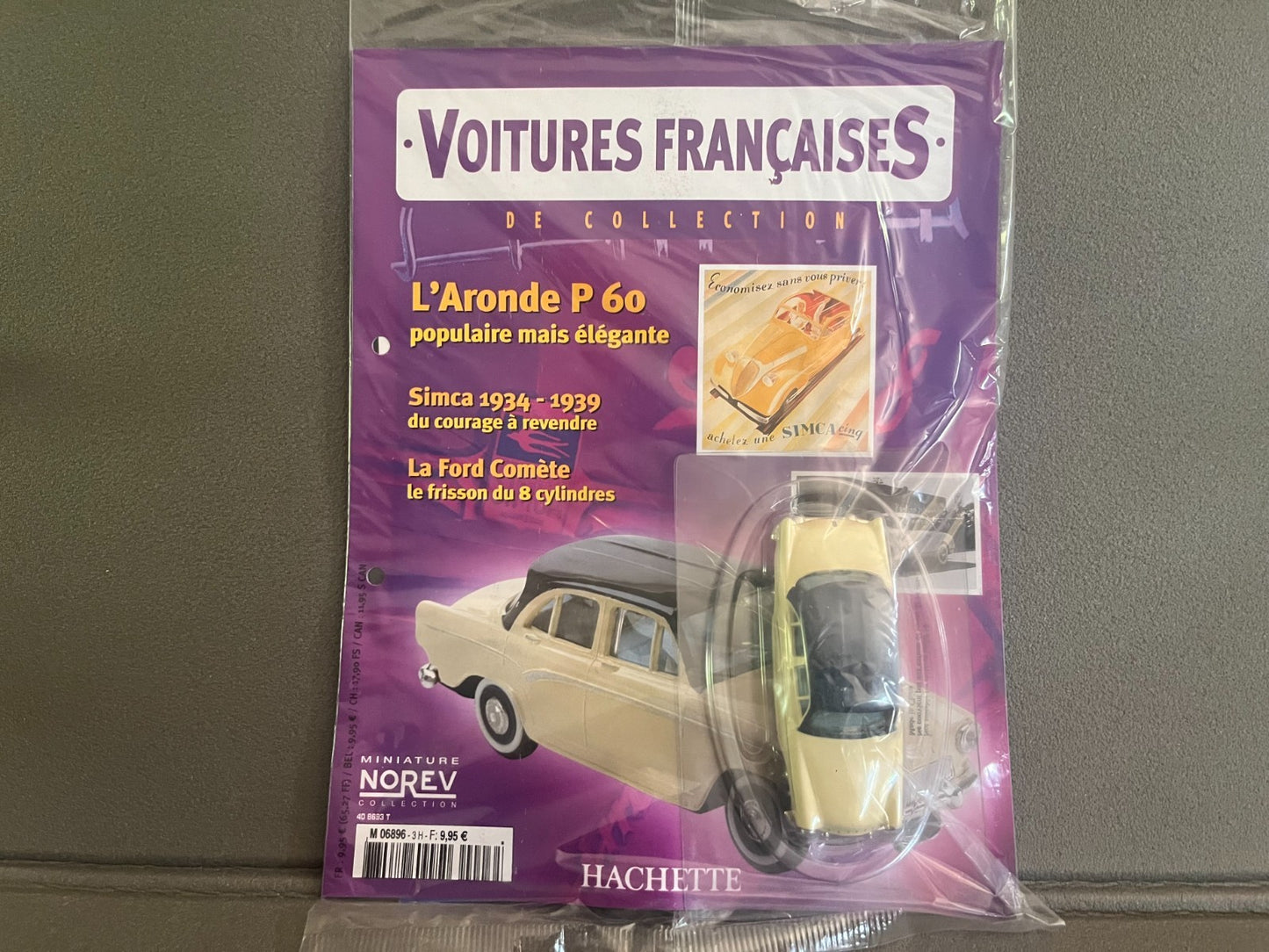 Voiture miniature Simca Aronde P60 Norev Hachette + Fascicule au 1/43