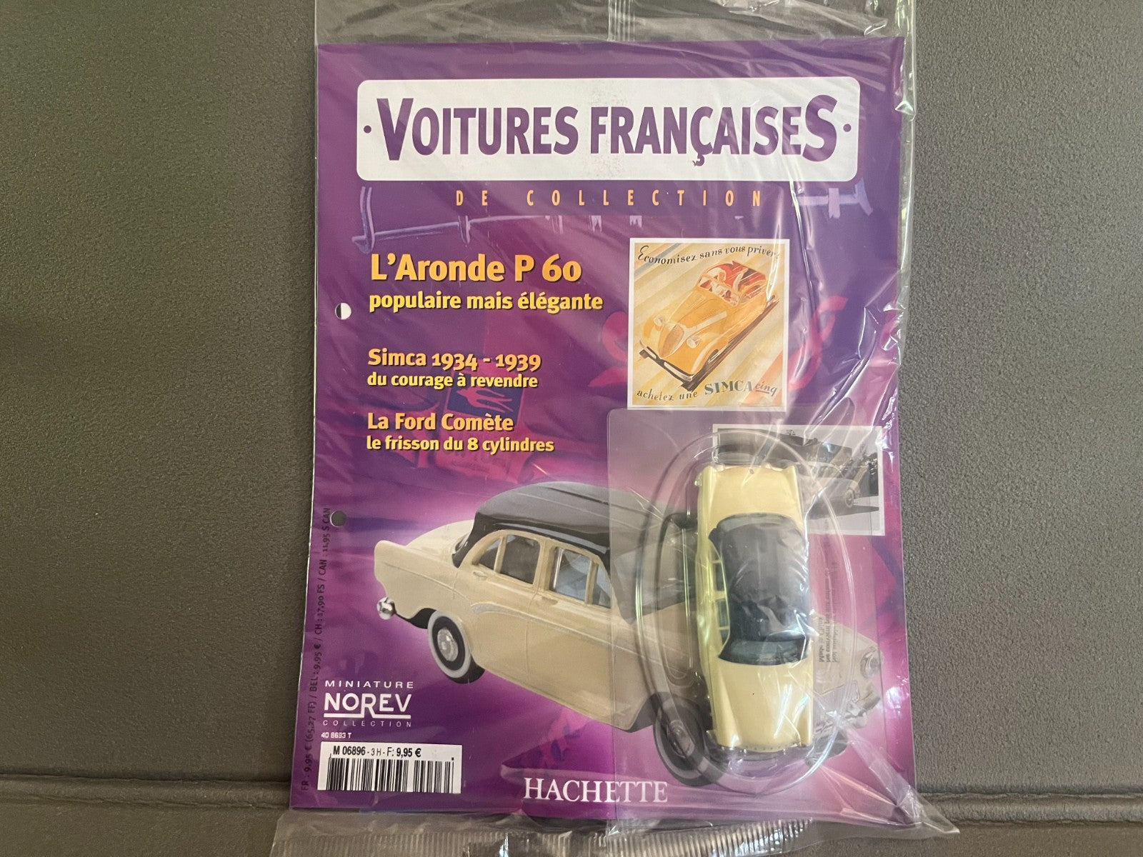 Voiture miniature Simca Aronde P60 Norev Hachette + Fascicule au 1/43