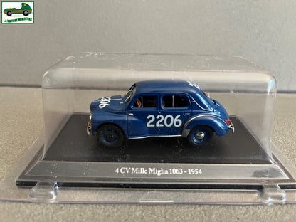 Voiture Miniature Renault 4CV Course Mille Miglia 1063 1954 Eligor au 1/43