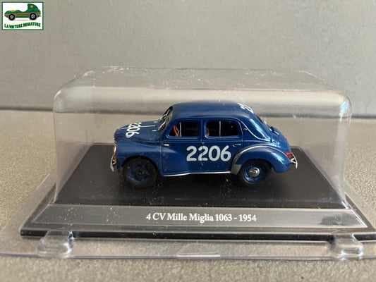 Voiture Miniature Renault 4CV Course Mille Miglia 1063 1954 Eligor au 1/43