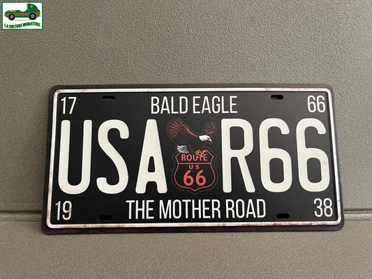 Plaque Métal Voiture Automobile Américaine US USA Route 66 R66 15 x 30 cm Déco