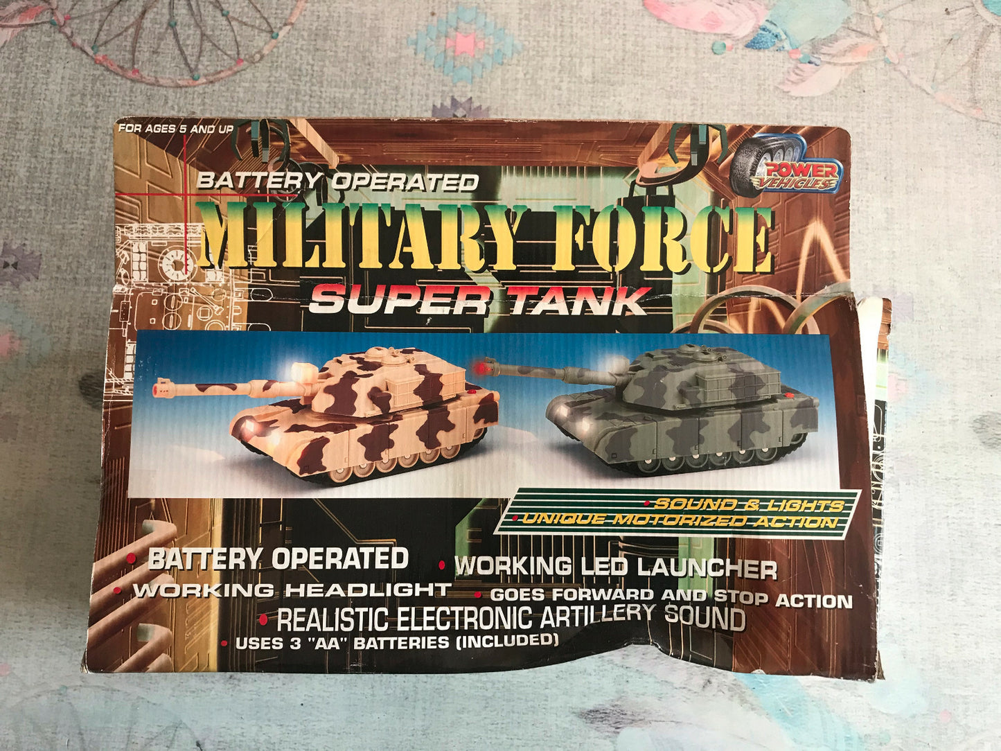  Ancien Jouet Militaire Super Tank Power Vehicles Char Plastique Vintage à Pile 