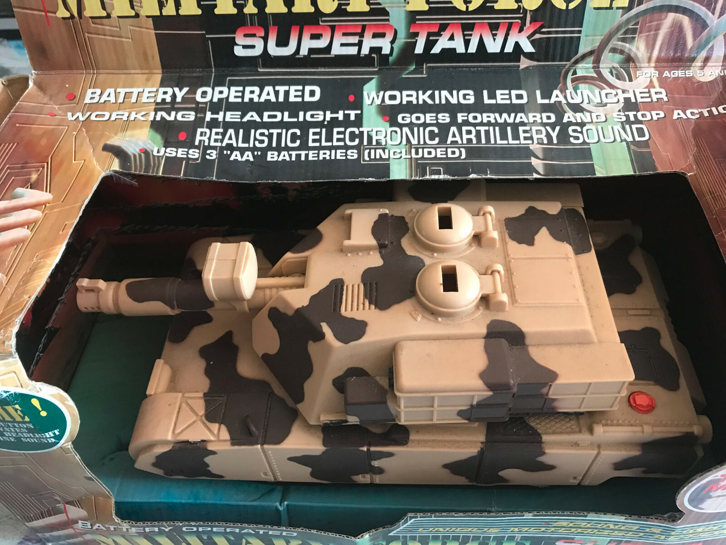  Ancien Jouet Militaire Super Tank Power Vehicles Char Plastique Vintage à Pile 