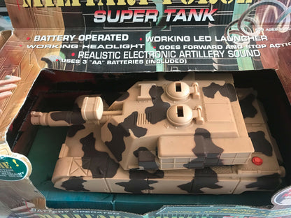  Ancien Jouet Militaire Super Tank Power Vehicles Char Plastique Vintage à Pile 
