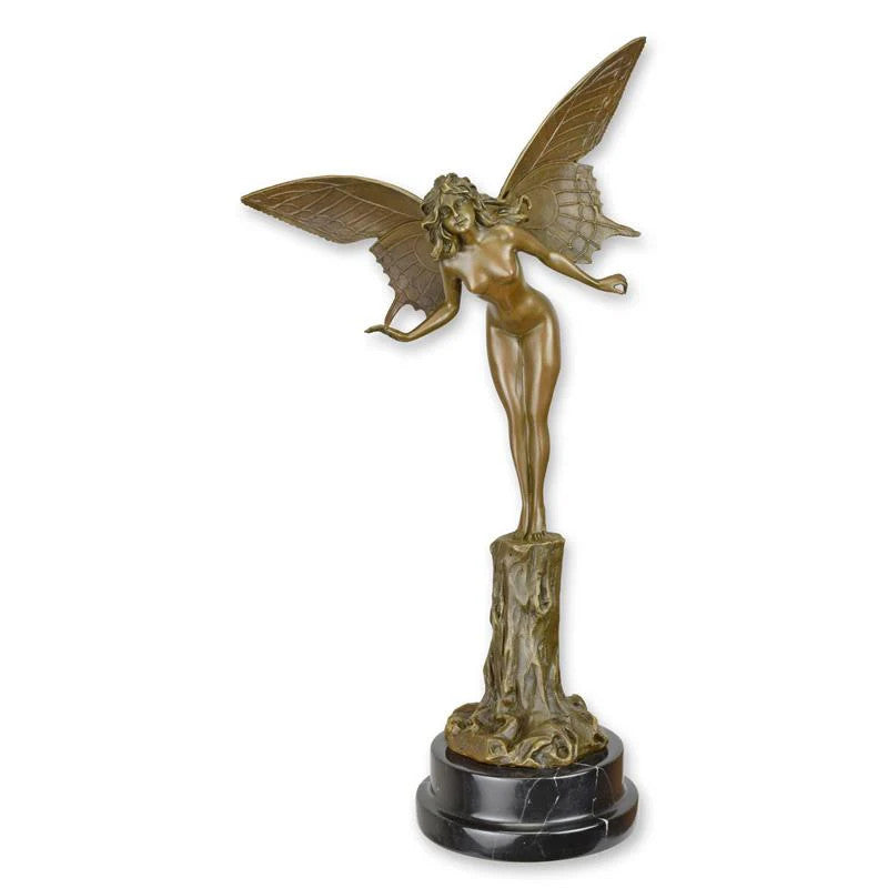 STATUE MODERNE SCULPTURE BRONZE FÉE